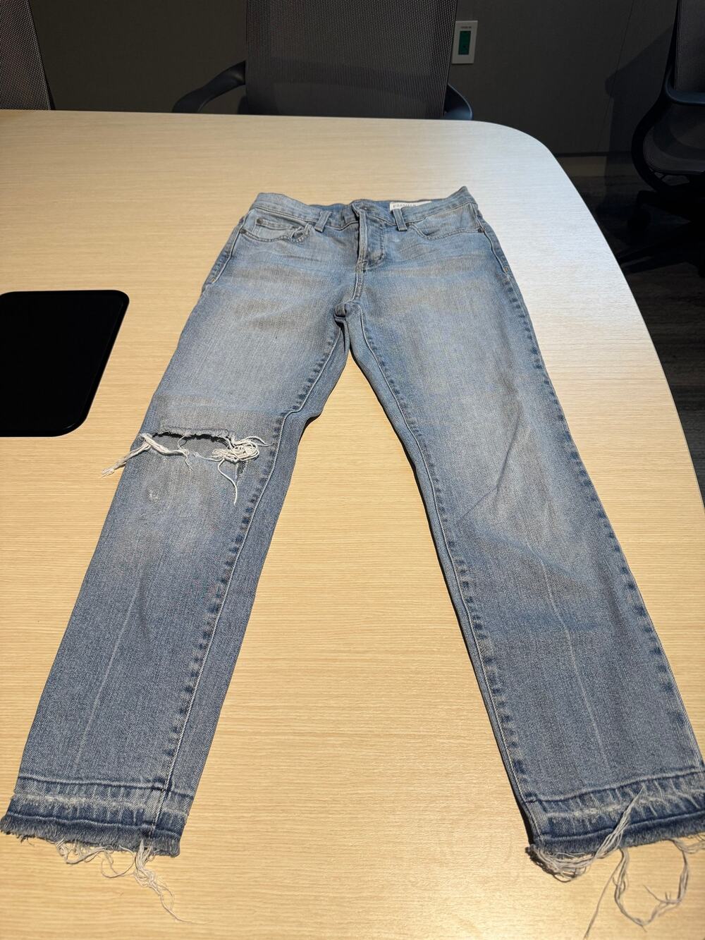 Pistola Distressed Jeans Women's 25 Light Wash Ripped Knee Raw Hem USA